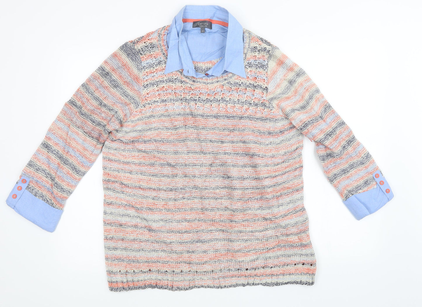 Marks and Spencer Womens Multicoloured Striped Knit Pullover Sweatshirt Size 16