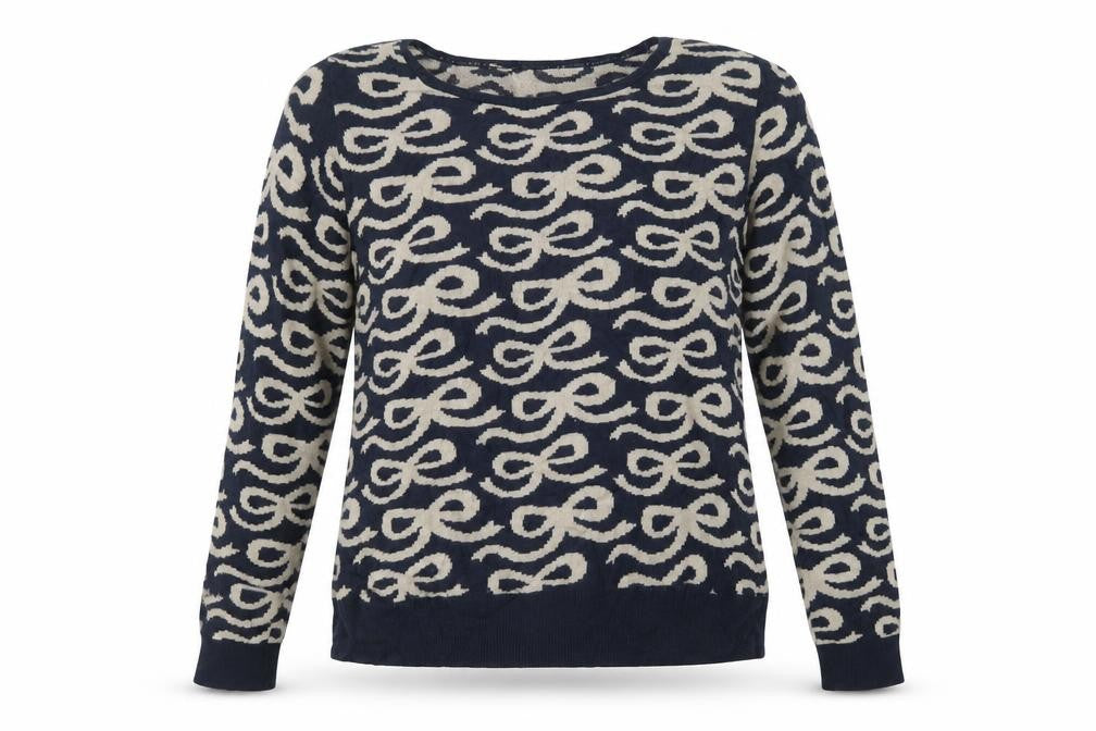 Marks and Spencer Womens Blue Geometric Knit Pullover Sweatshirt Size 14