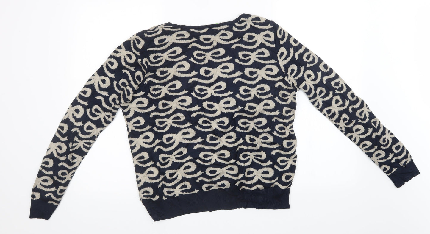 Marks and Spencer Womens Blue Geometric Knit Pullover Sweatshirt Size 14