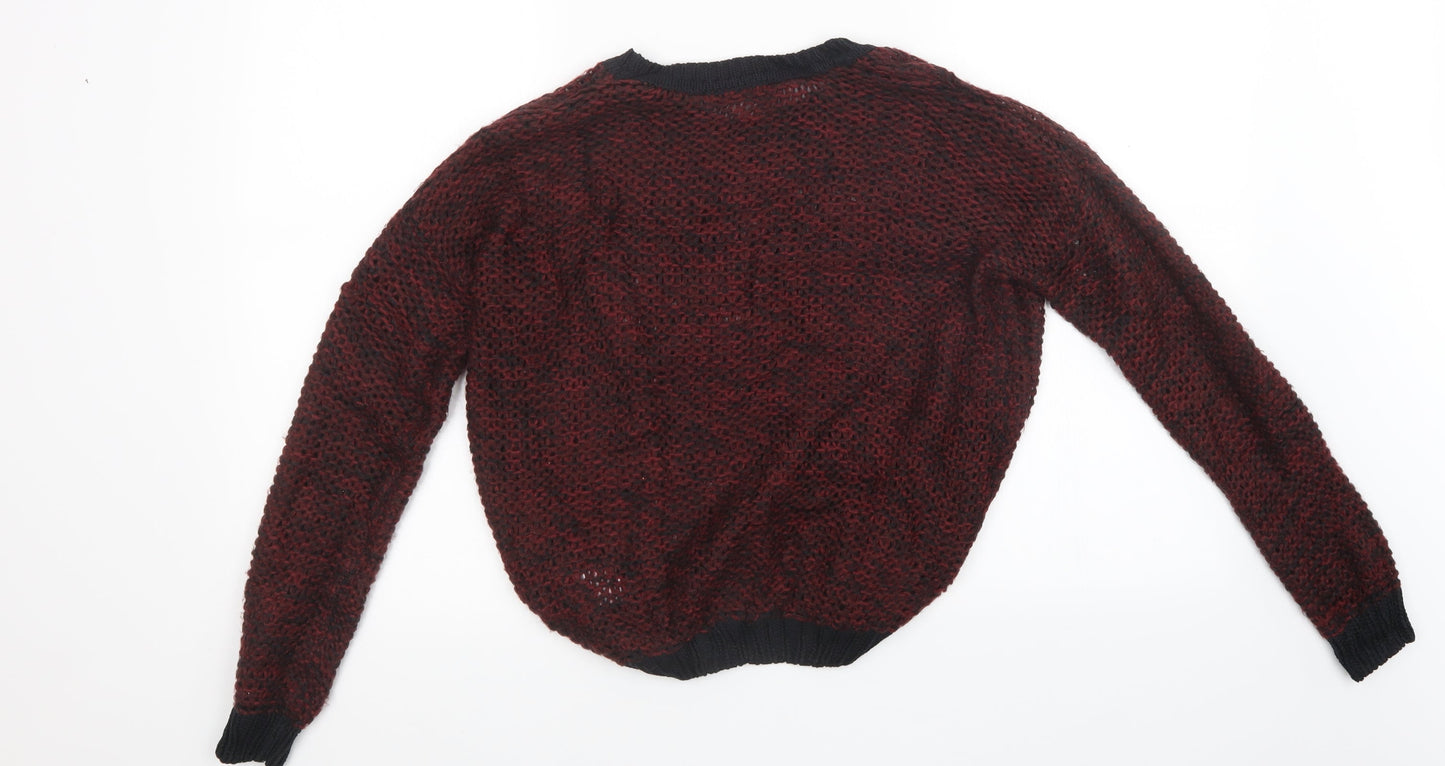 Golddigga Womens Red  Knit Pullover Sweatshirt Size 8