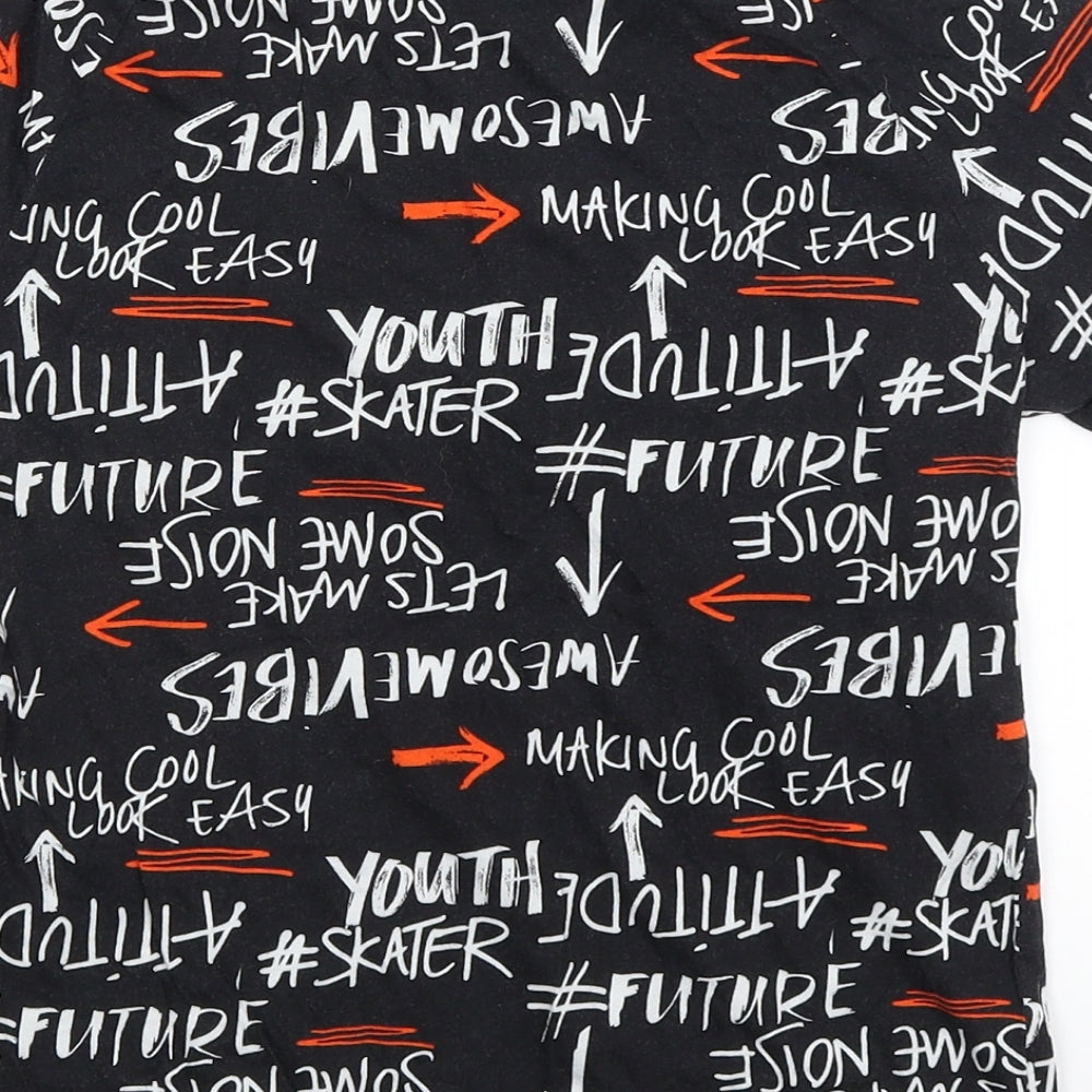 George Boys Black   Basic T-Shirt Size 9-10 Years  - Writing