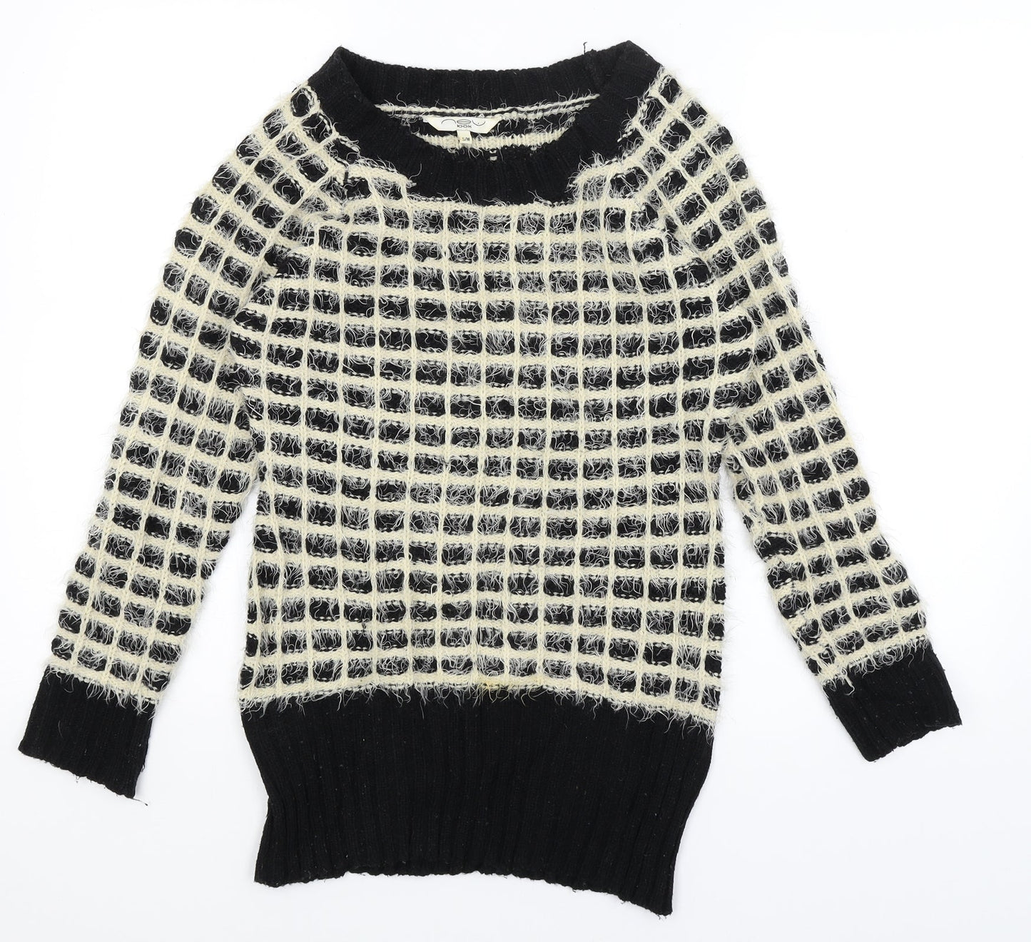 New Look Womens Black Check  Pullover Jumper Size S