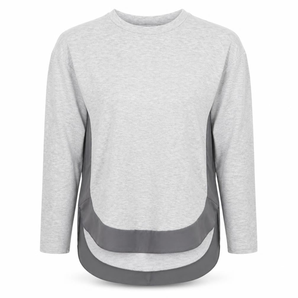Front view of COIN 1804 women’s grey basic t-shirt, size M
