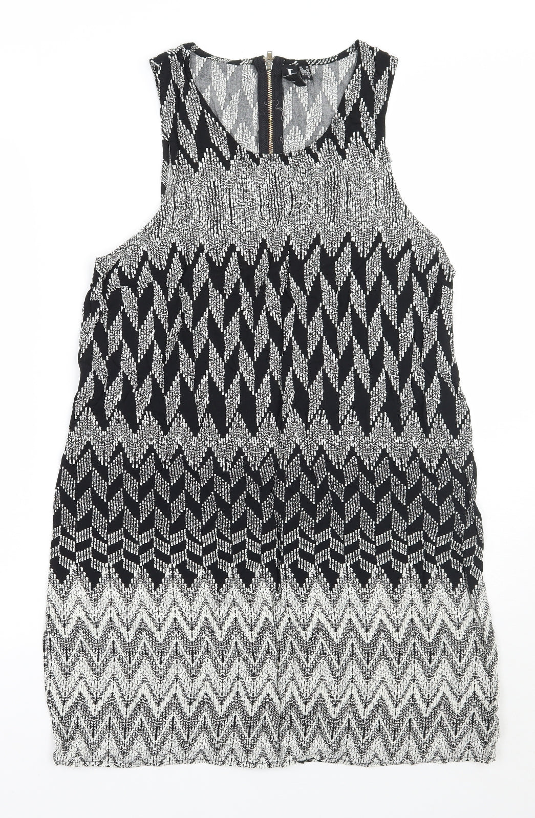 Izabel Womens Black Geometric  Basic Tank Size 14