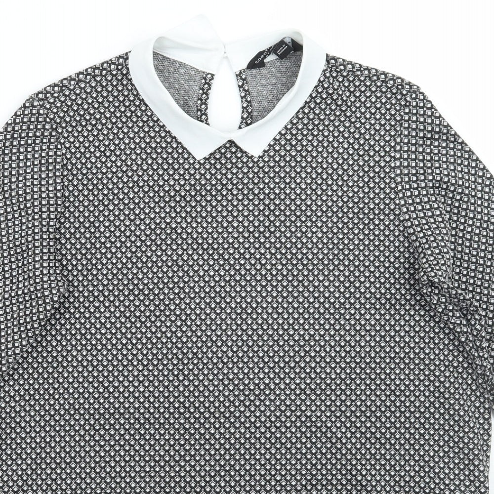 Dorothy Perkins Womens Black Geometric  Basic Blouse Size 10