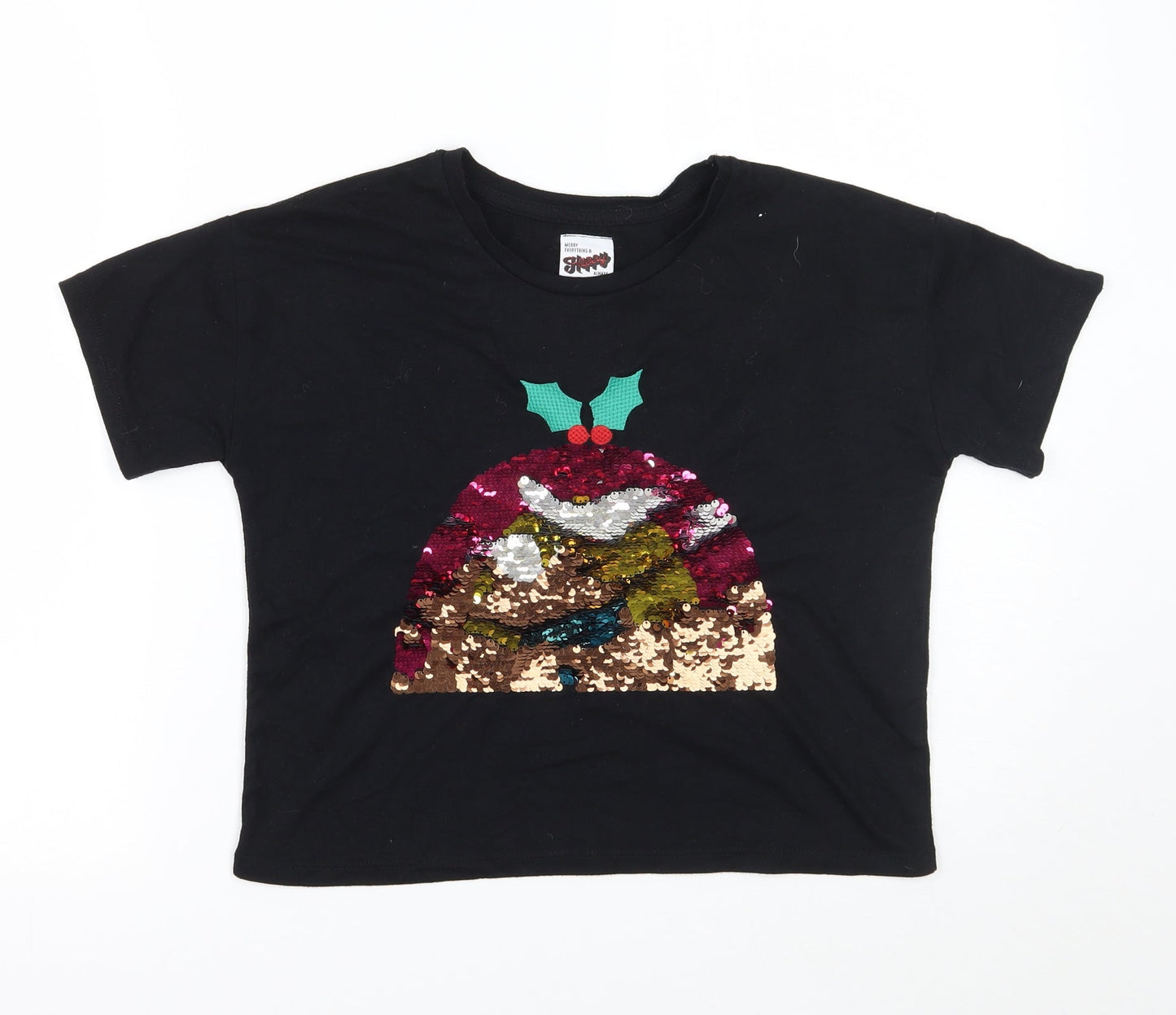 George Girls Black   Basic T-Shirt Size 12 Years