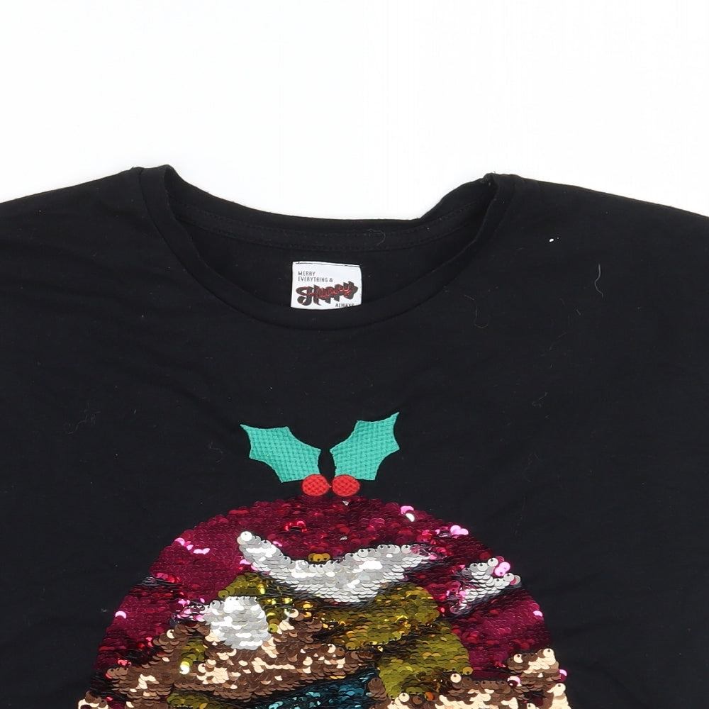 George Girls Black   Basic T-Shirt Size 12 Years