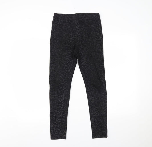 NEXT Girls Black Animal Print Denim Jegging Jeans Size 12 Years