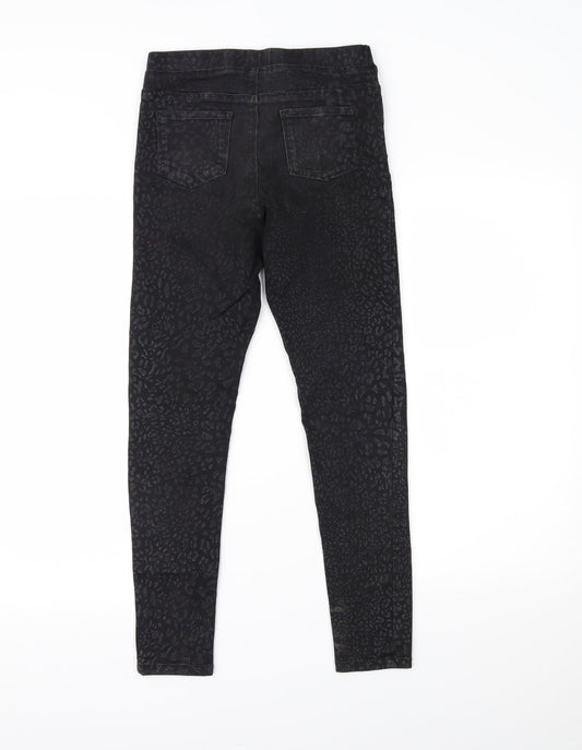NEXT Girls Black Animal Print Denim Jegging Jeans Size 12 Years