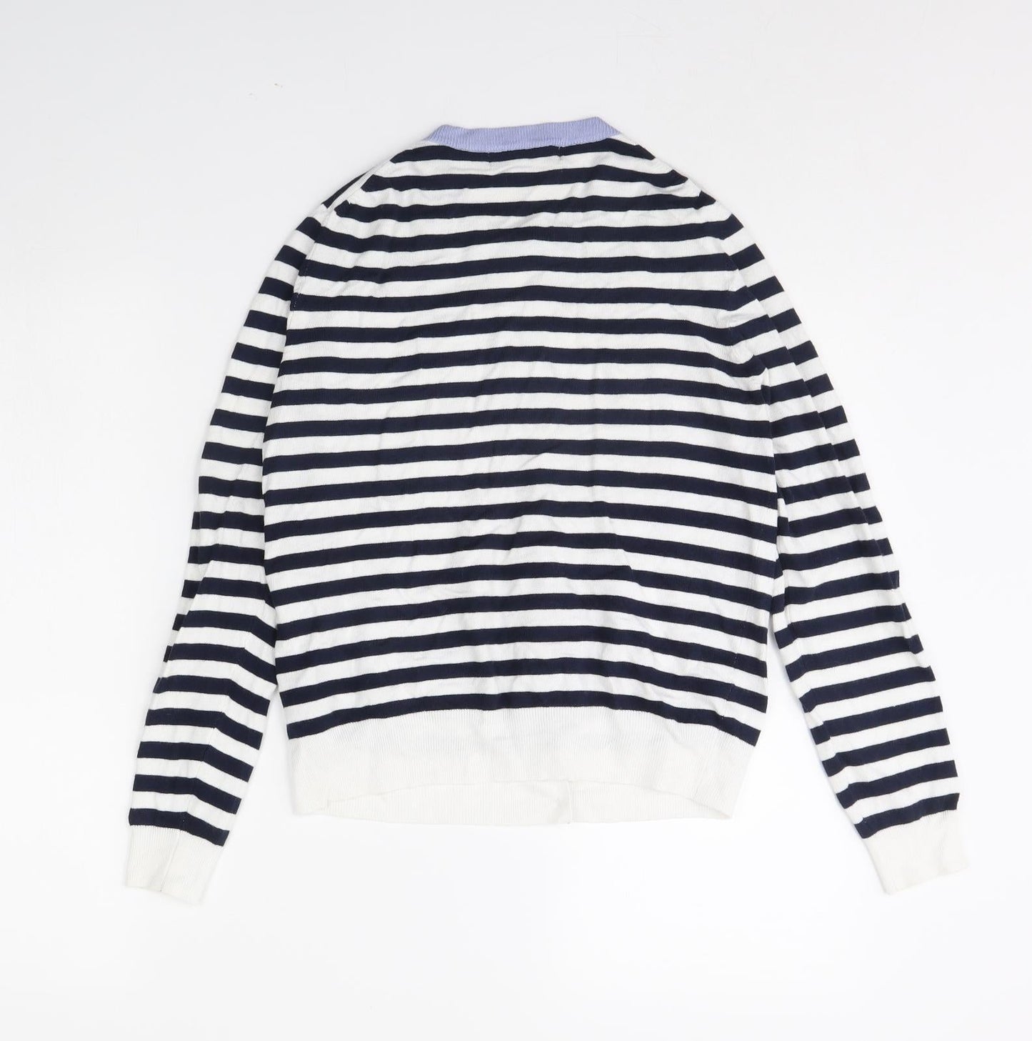 m&s Womens White Striped  Cape Jumper Size 14