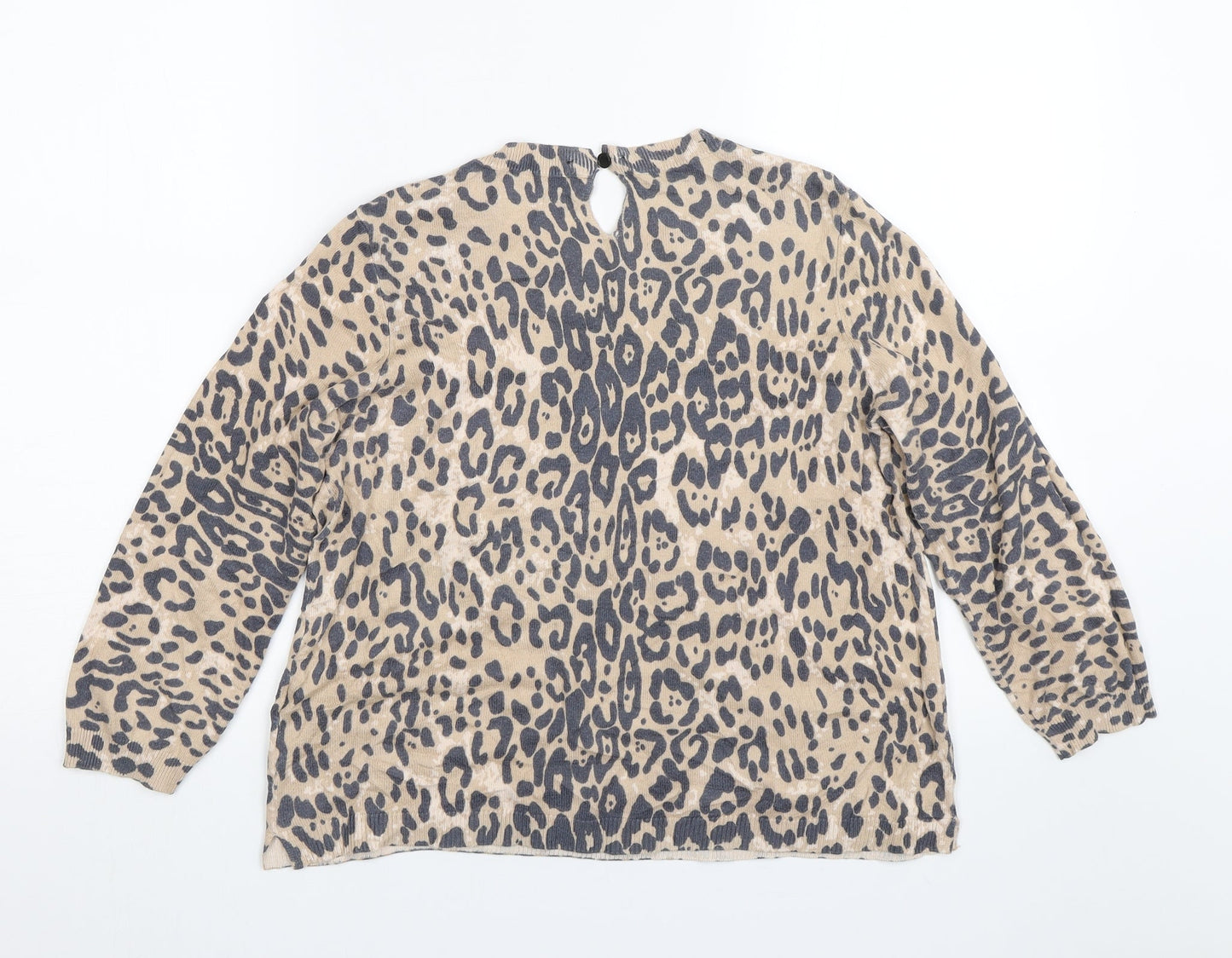 Oasis Womens Beige Animal Print  Pullover Jumper Size S