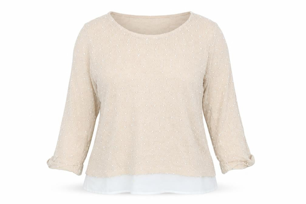 Front view of Izabel women’s pink jumper, size UK 16