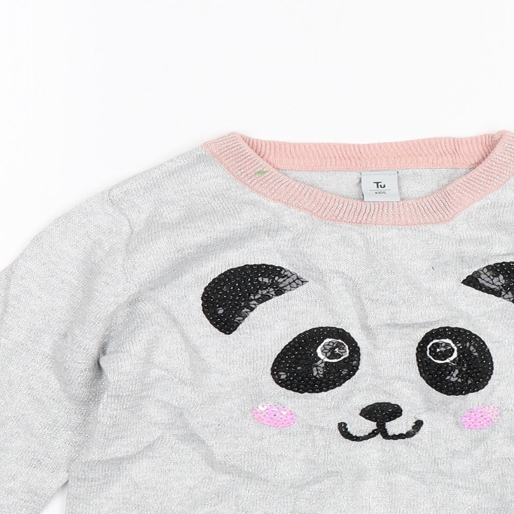 TU Girls Grey   Pullover Jumper Size 7 Years