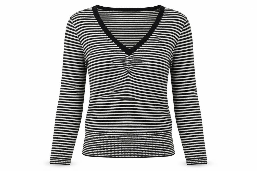 Topshop Womens Black Striped  Pullover Jumper Size 8