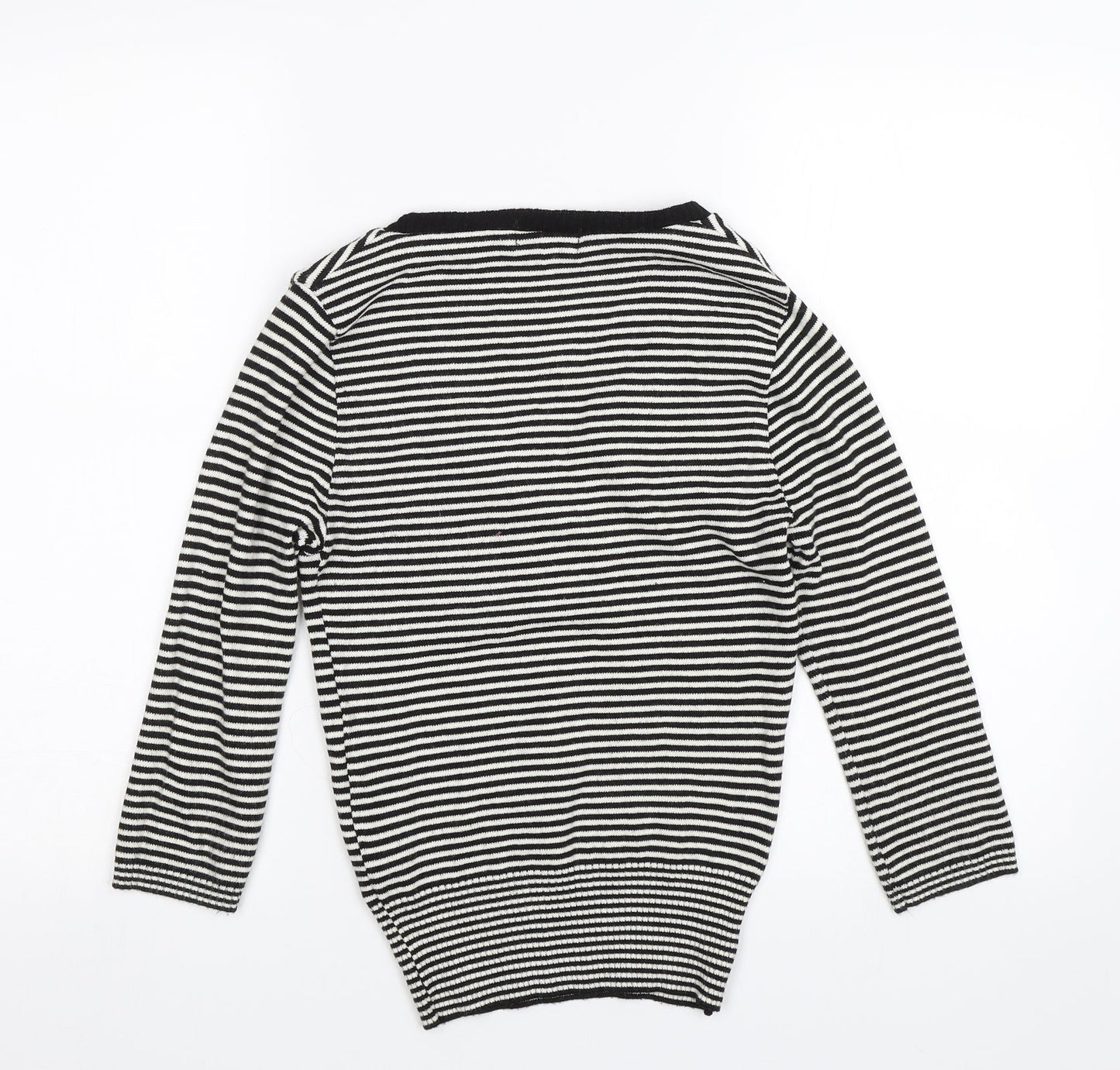Topshop Womens Black Striped  Pullover Jumper Size 8