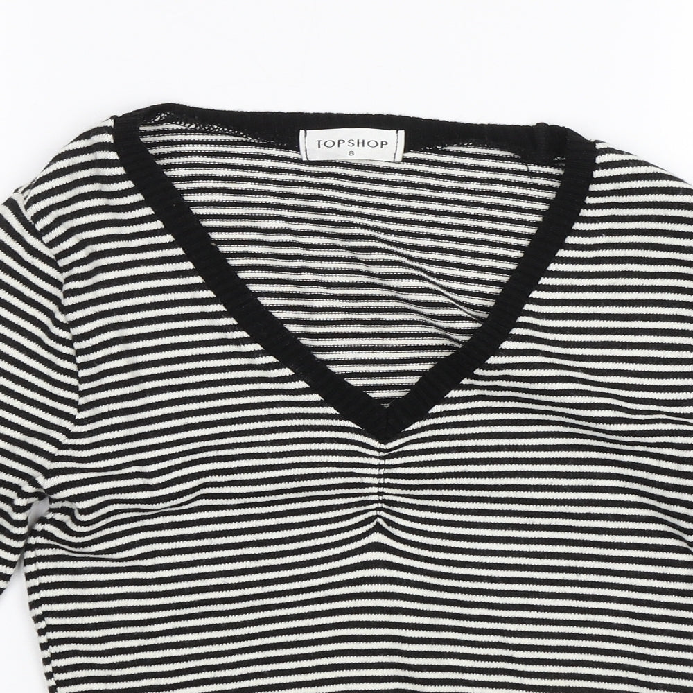 Topshop Womens Black Striped  Pullover Jumper Size 8