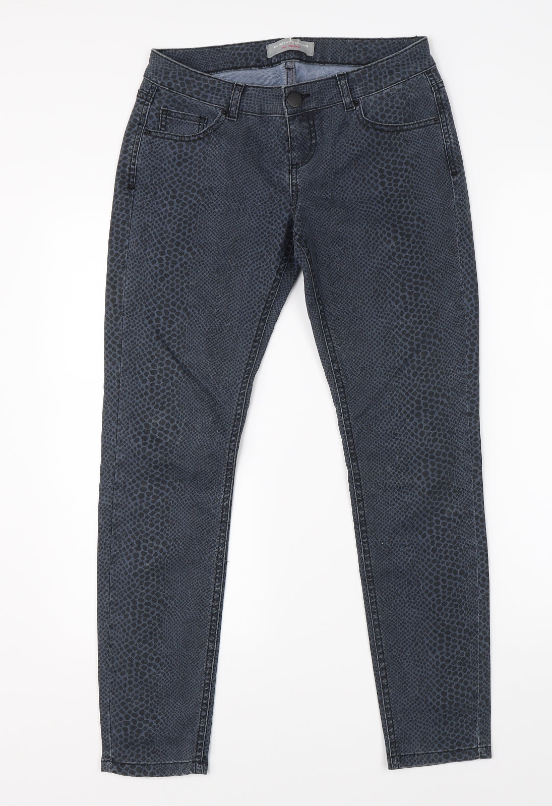 Dorothy Perkins Womens Blue Animal Print Denim Skinny Jeans Size 8 L26 in