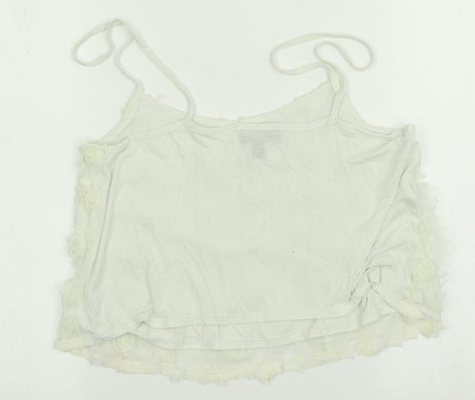 Topshop Womens White Floral  Cropped Tank Size 10