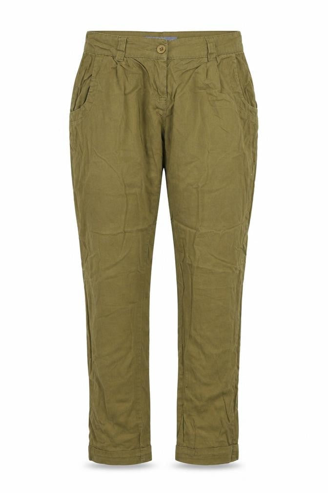 Front view of Evie women’s brown trousers, size UK 10, 30-inch leg