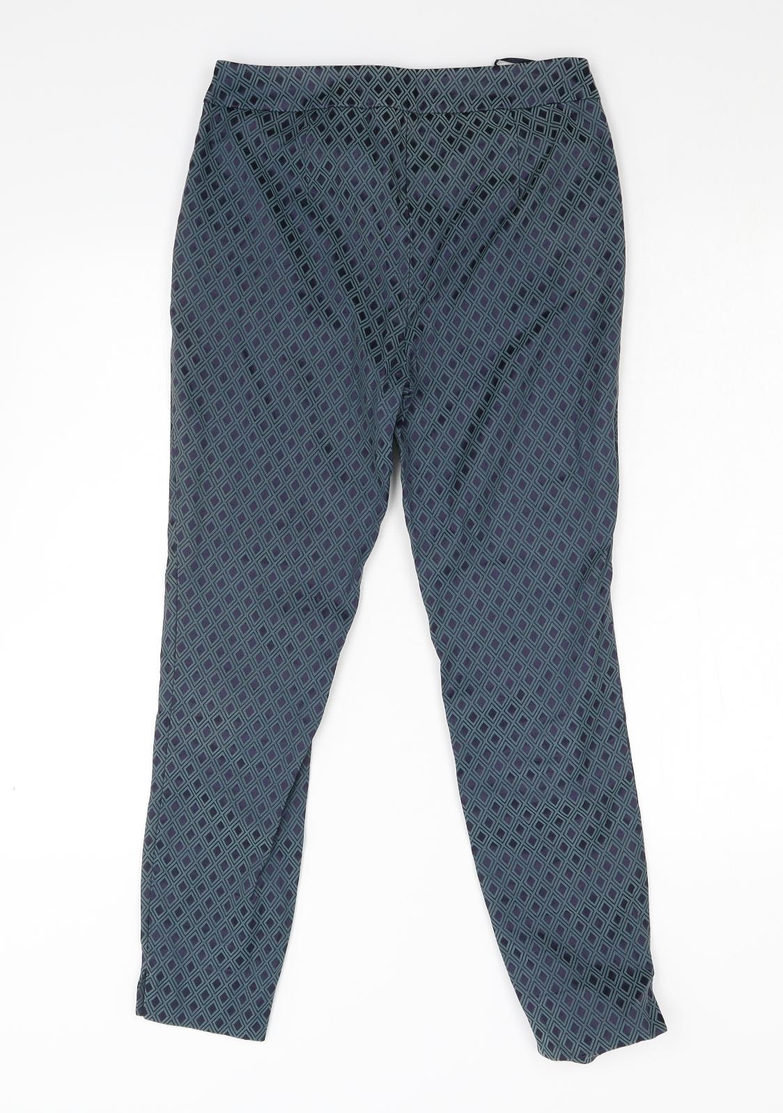 NEXT Womens Green Geometric  Trousers  Size 8 L25 in