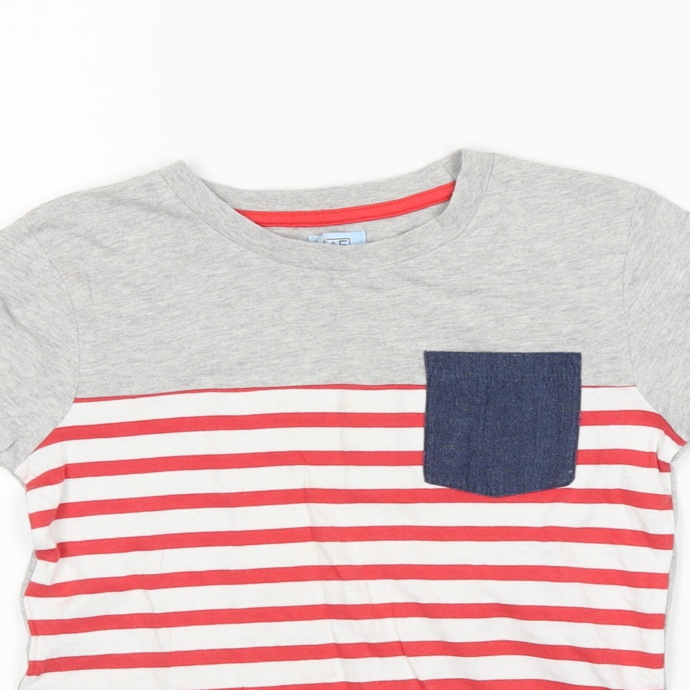 F&F Boys Grey Striped  Basic T-Shirt