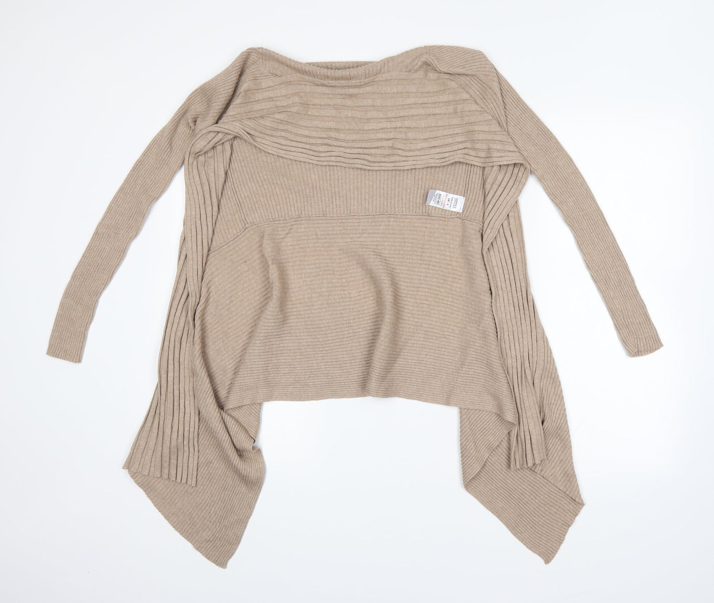 M&S Womens Beige Striped  Cardigan Jumper Size 8