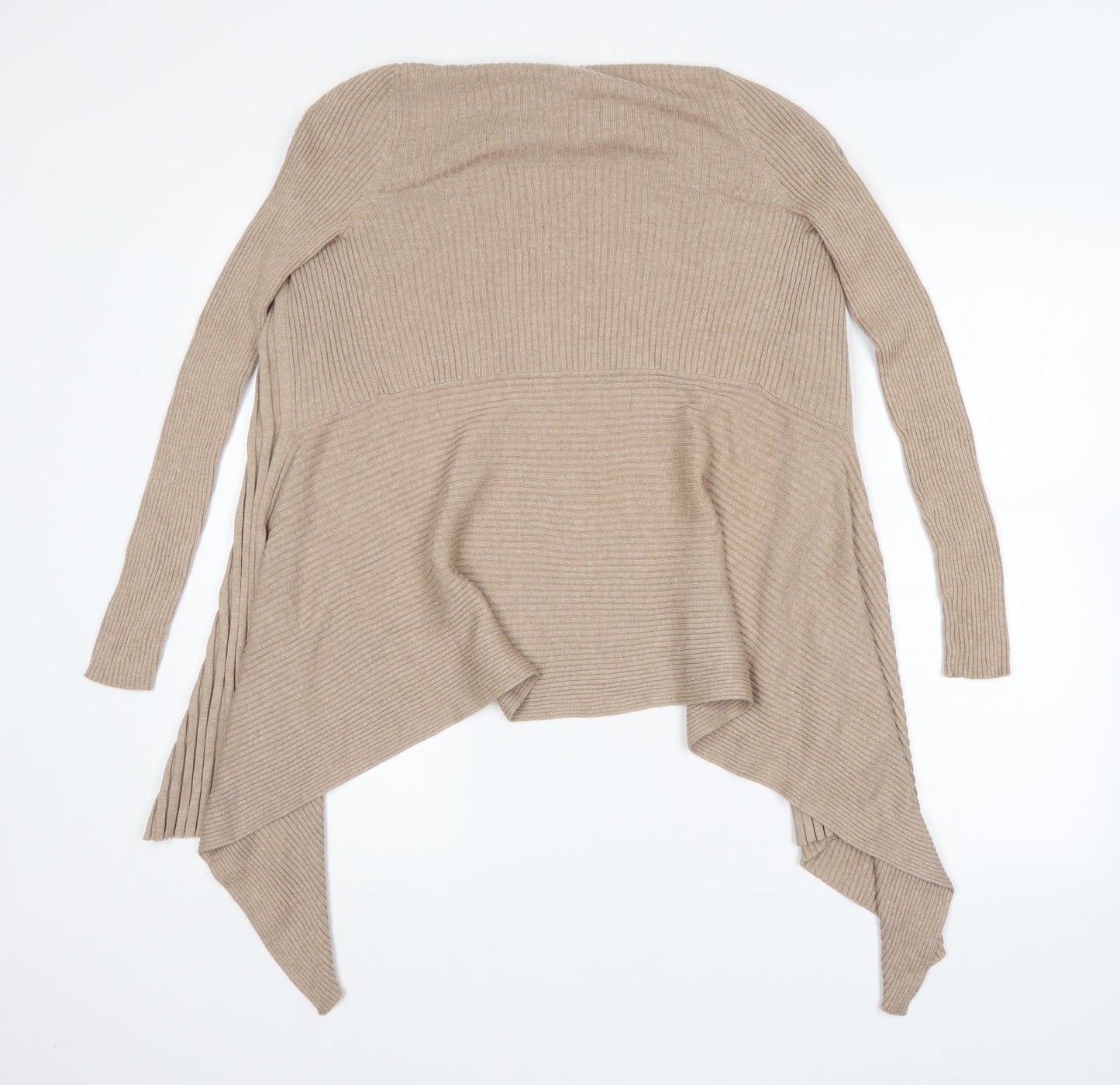 M&S Womens Beige Striped  Cardigan Jumper Size 8