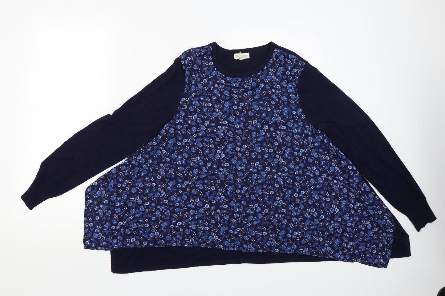 Monsoon Womens Blue Floral  Pullover Jumper Size 14