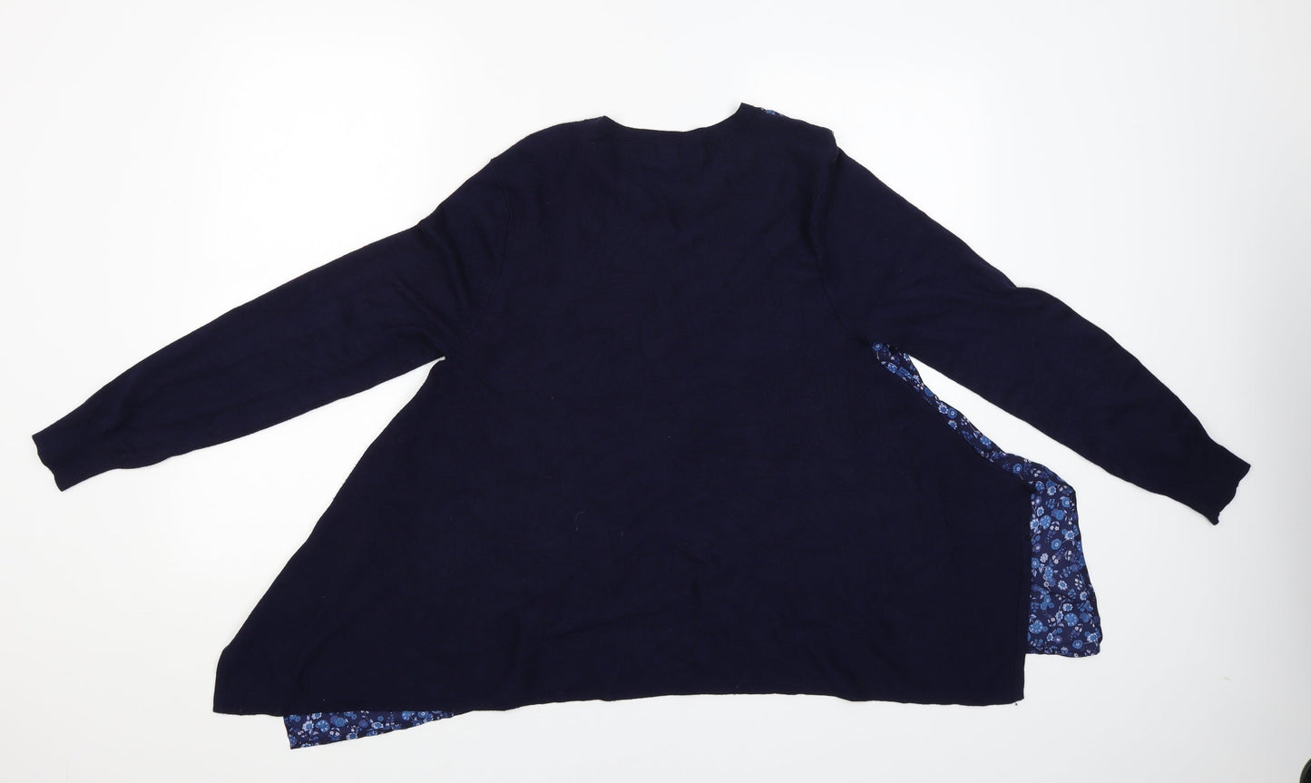 Monsoon Womens Blue Floral  Pullover Jumper Size 14