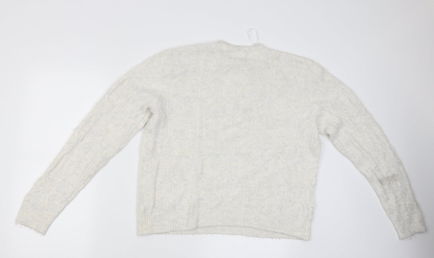 Maine Womens White   Pullover Jumper Size 12