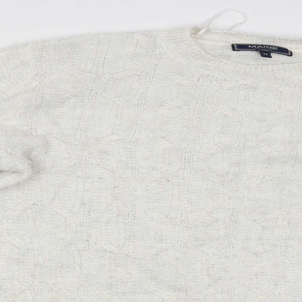 Maine Womens White   Pullover Jumper Size 12