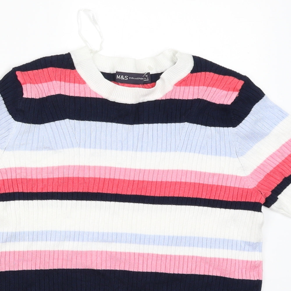 M&S Womens Multicoloured Striped  Pullover Jumper Size 12
