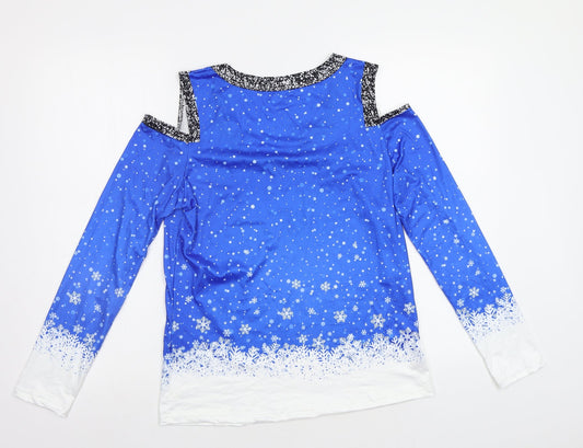 Preworn Womens Blue Fair Isle  Top Pyjama Top Size S  - Rudolph Christmas