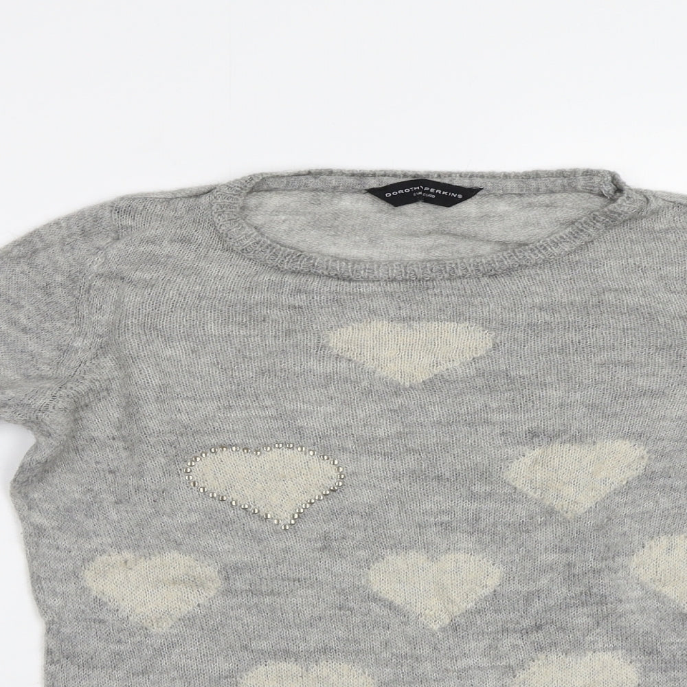 Dorothy Perkins Womens Grey  Knit Pullover Jumper Size 12