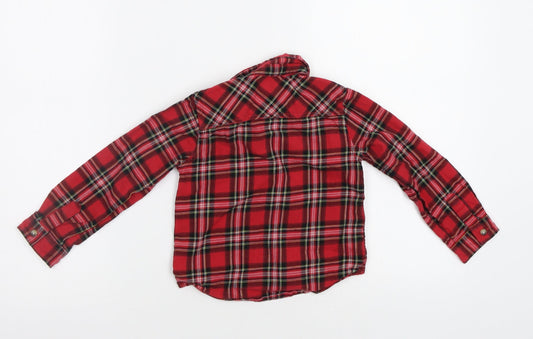 Mm&Co Boys Red Check  Basic Button-Up Size 2-3 Years