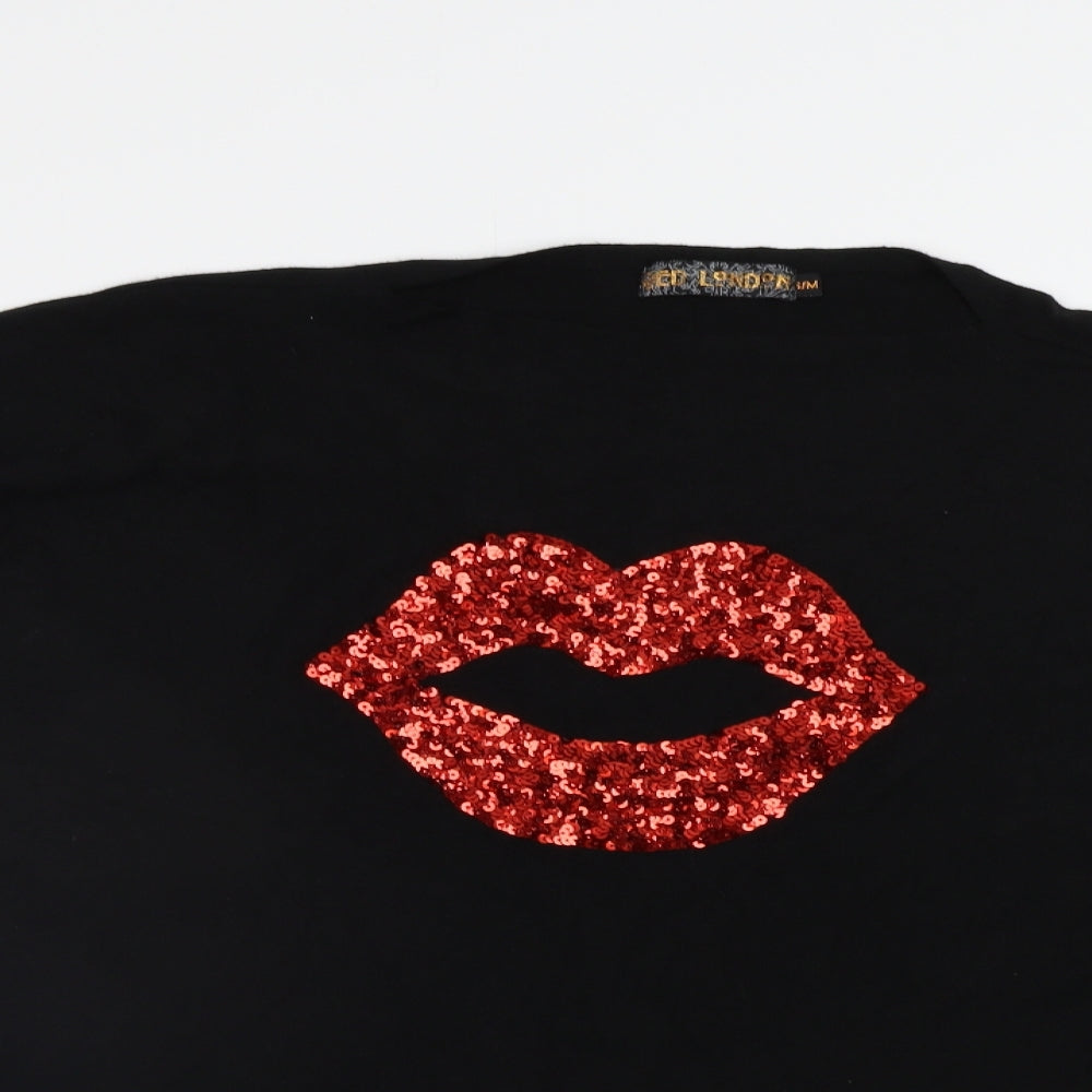 QED London Womens Black   Pullover Jumper Size M  - Sequin detail