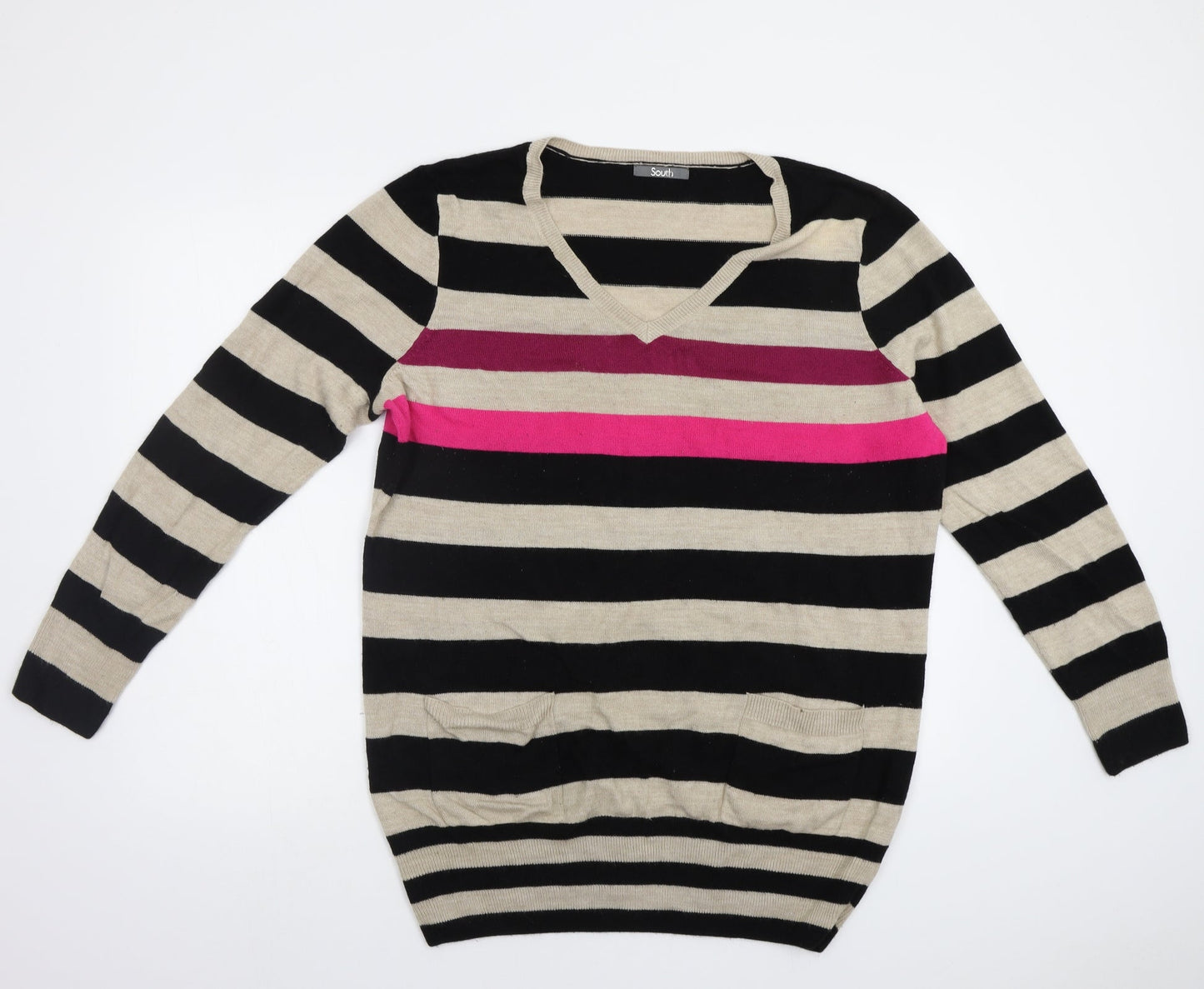 South Womens Multicoloured Striped  Pullover Jumper Size L