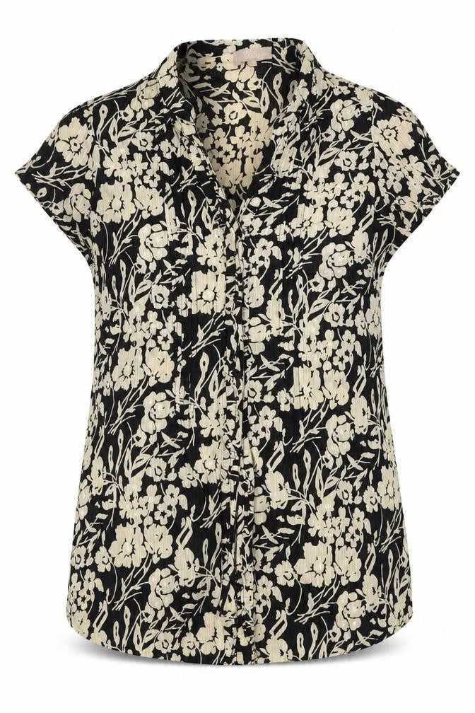 Soon Womens Black Floral  Basic Blouse Size 14