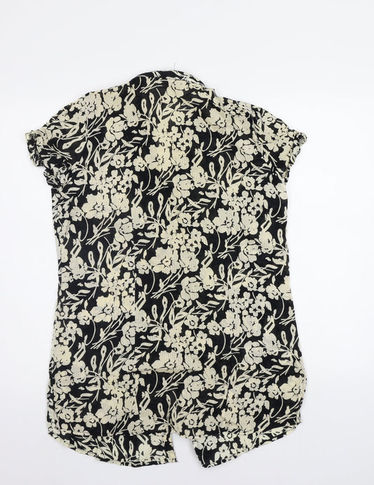 Soon Womens Black Floral  Basic Blouse Size 14