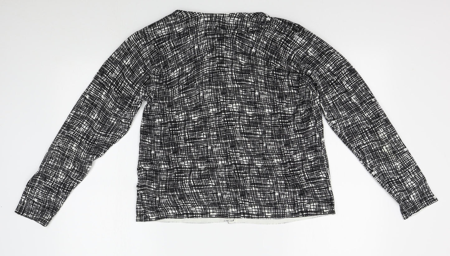Isle Womens Black Geometric  Cardigan Jumper Size L