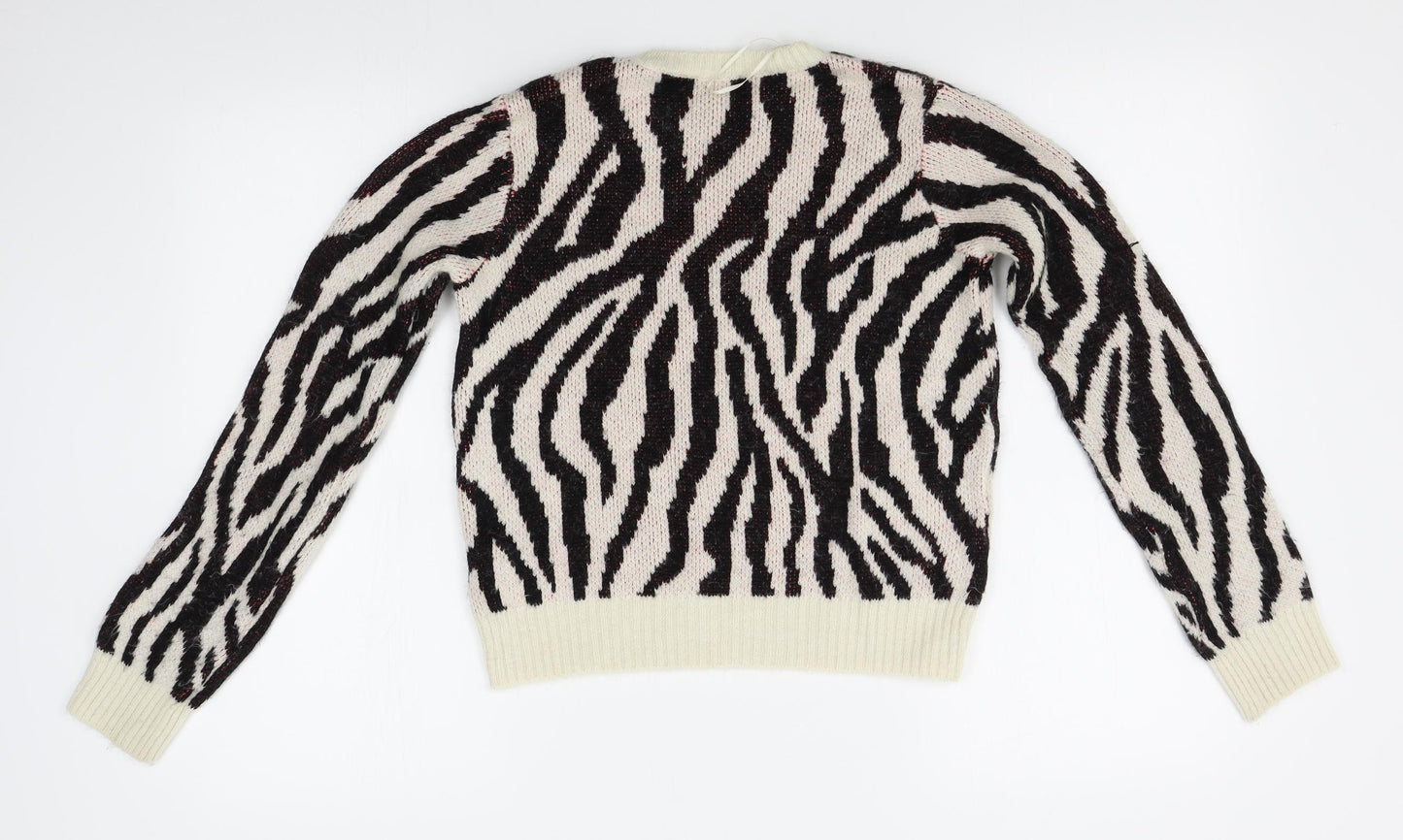 Primark Womens Beige Animal Print  Pullover Jumper Size 2XS