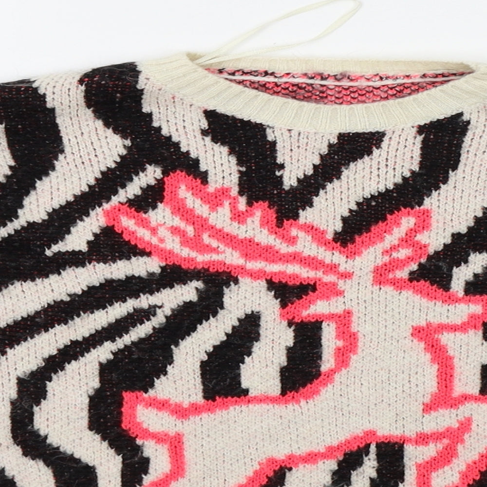 Primark Womens Beige Animal Print  Pullover Jumper Size 2XS
