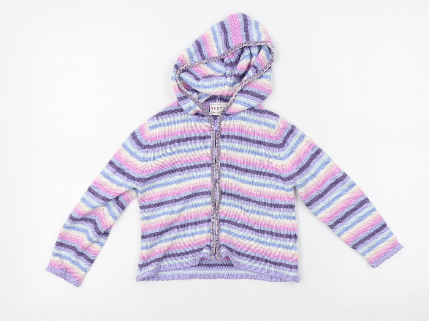 NEXT Girls Purple Striped  Full Zip Jumper Size 3 Years