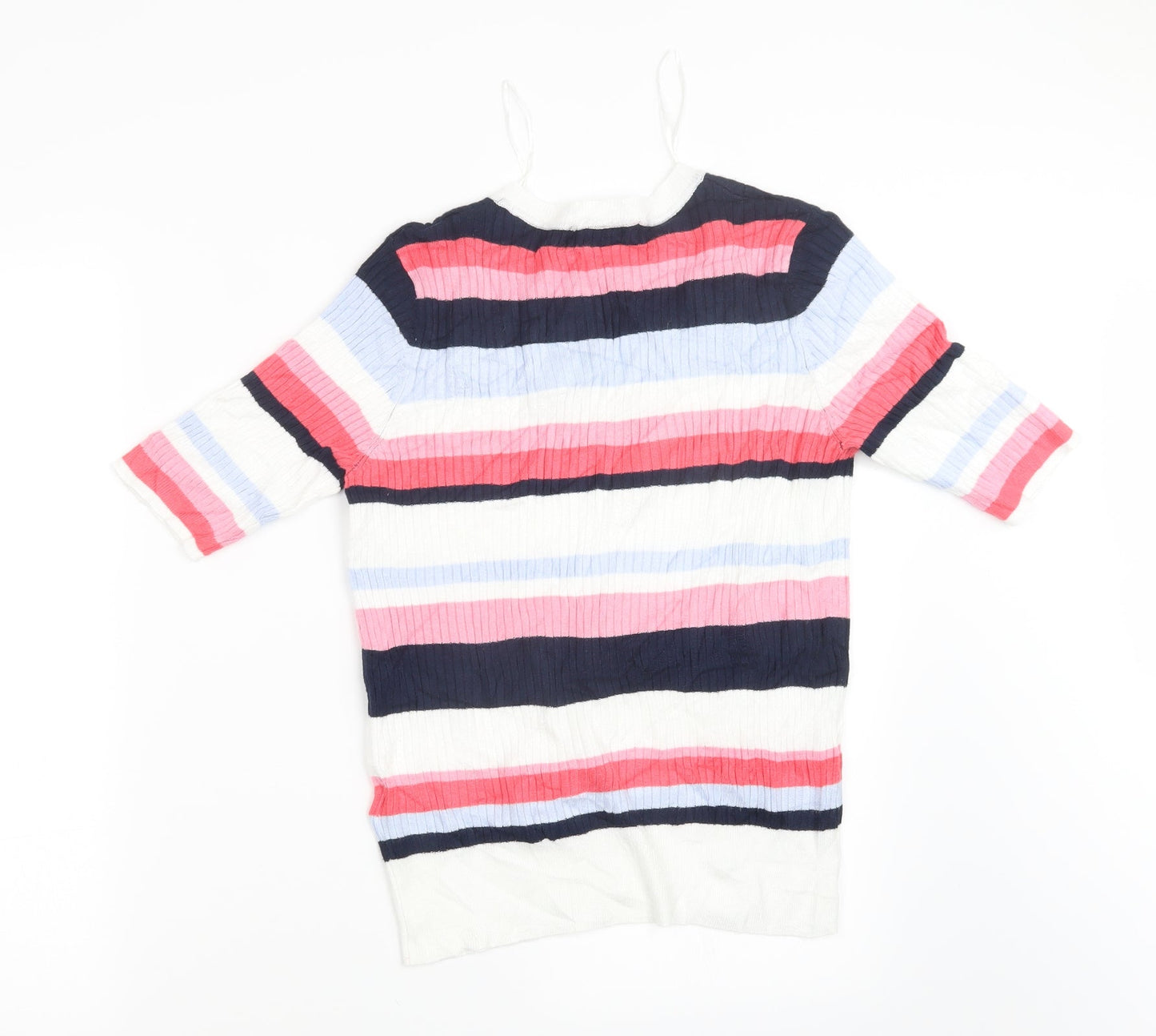 Marks and Spencer Womens Pink Striped Knit Pullover Jumper Size 12