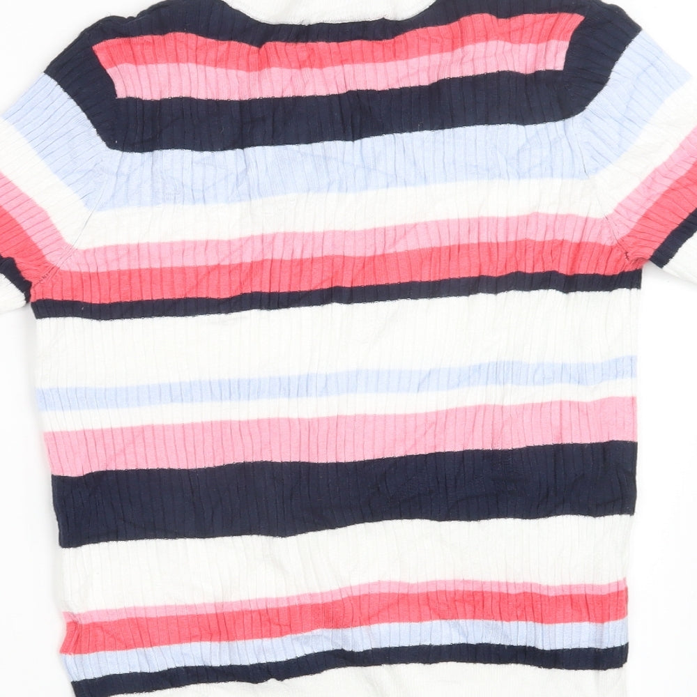 Marks and Spencer Womens Pink Striped Knit Pullover Jumper Size 12
