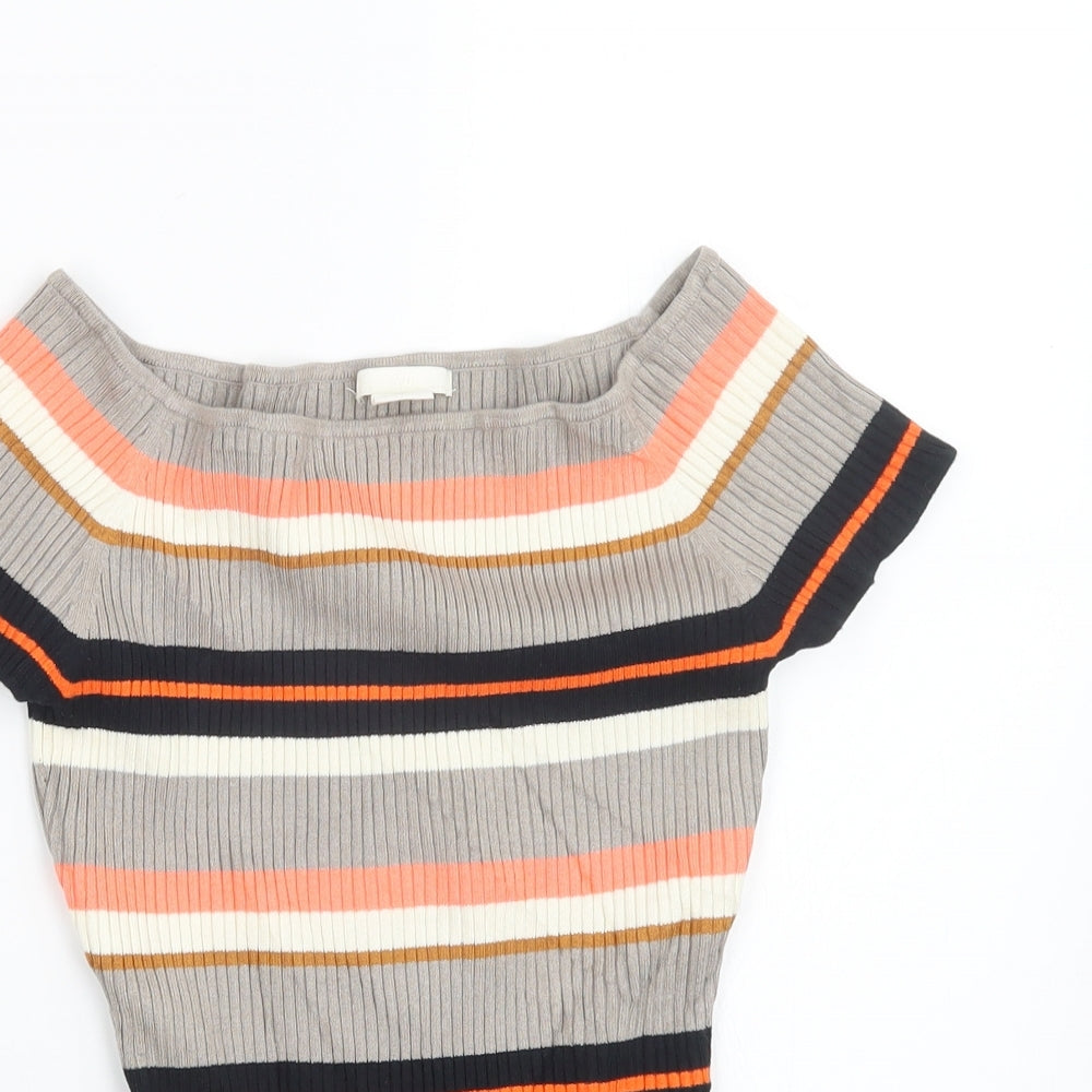 H&M Womens Beige Striped  Pullover Jumper Size S