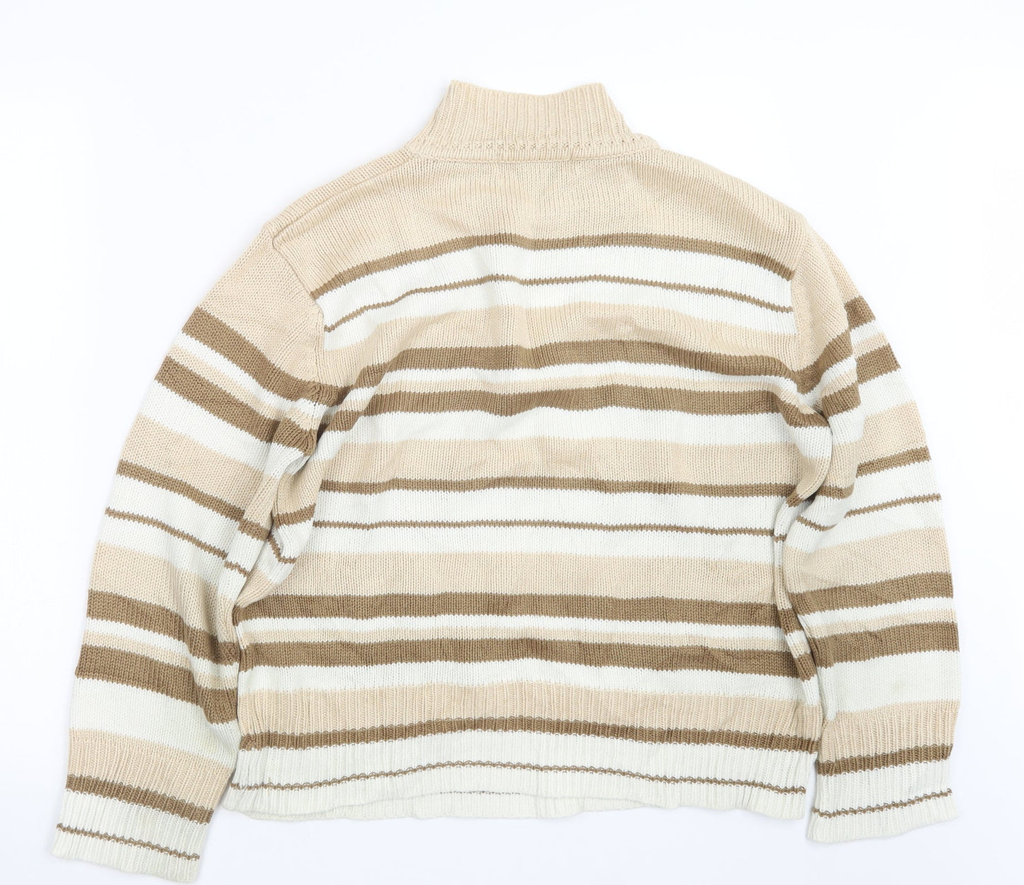 Bonmarché Womens Beige Striped Knit Pullover Jumper Size L