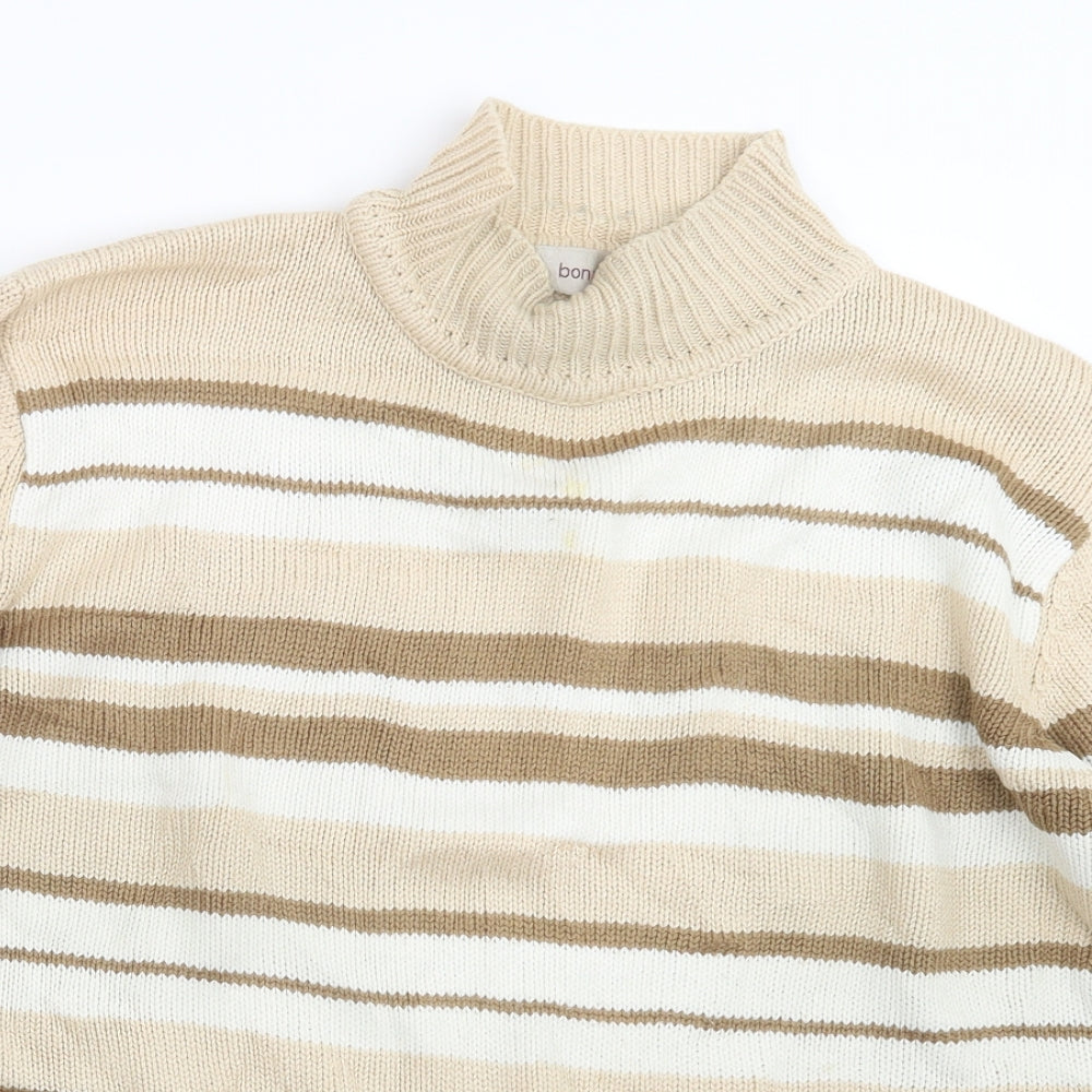 Bonmarché Womens Beige Striped Knit Pullover Jumper Size L