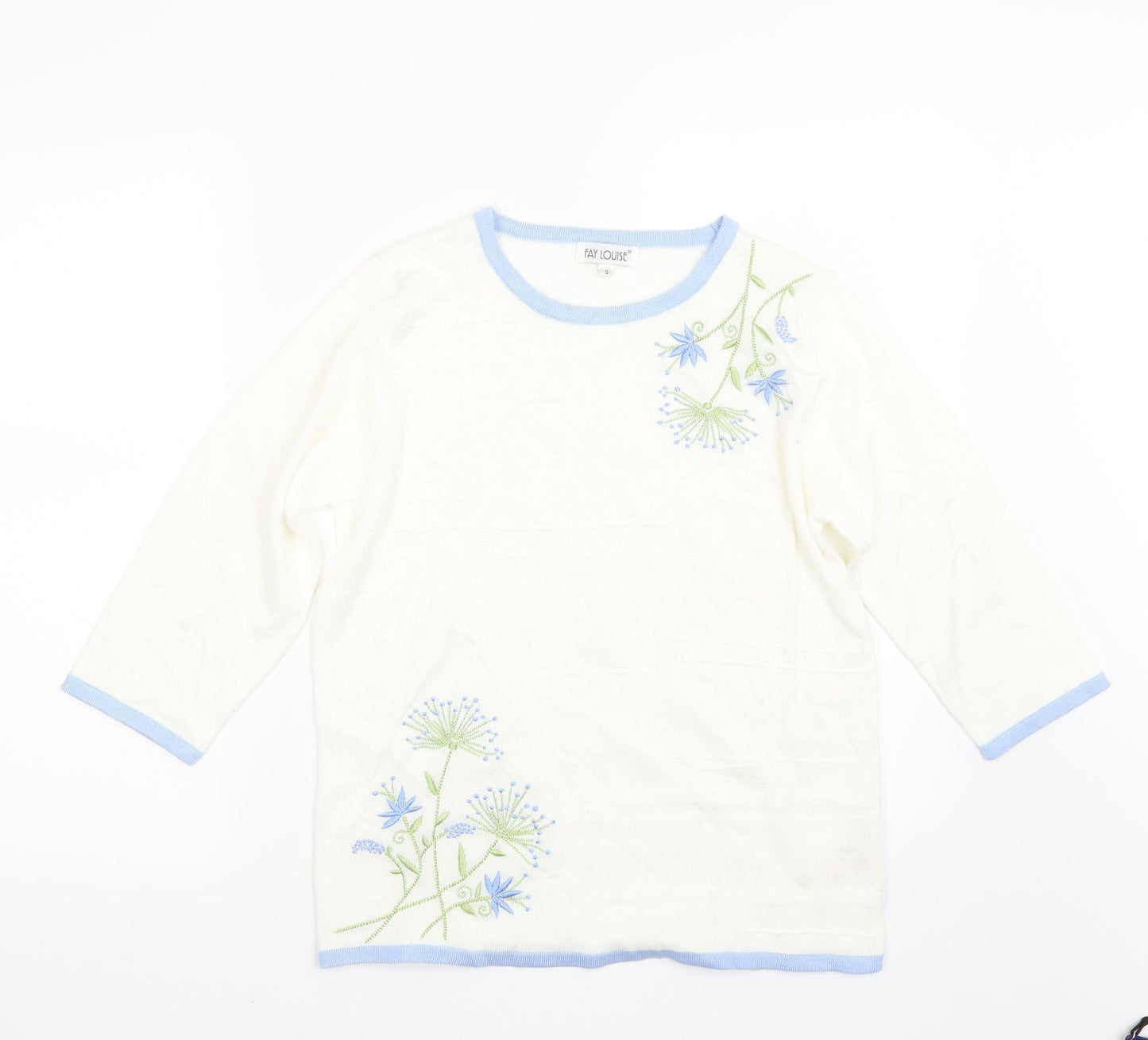 Fay Louise Womens White  Knit Pullover Jumper Size S