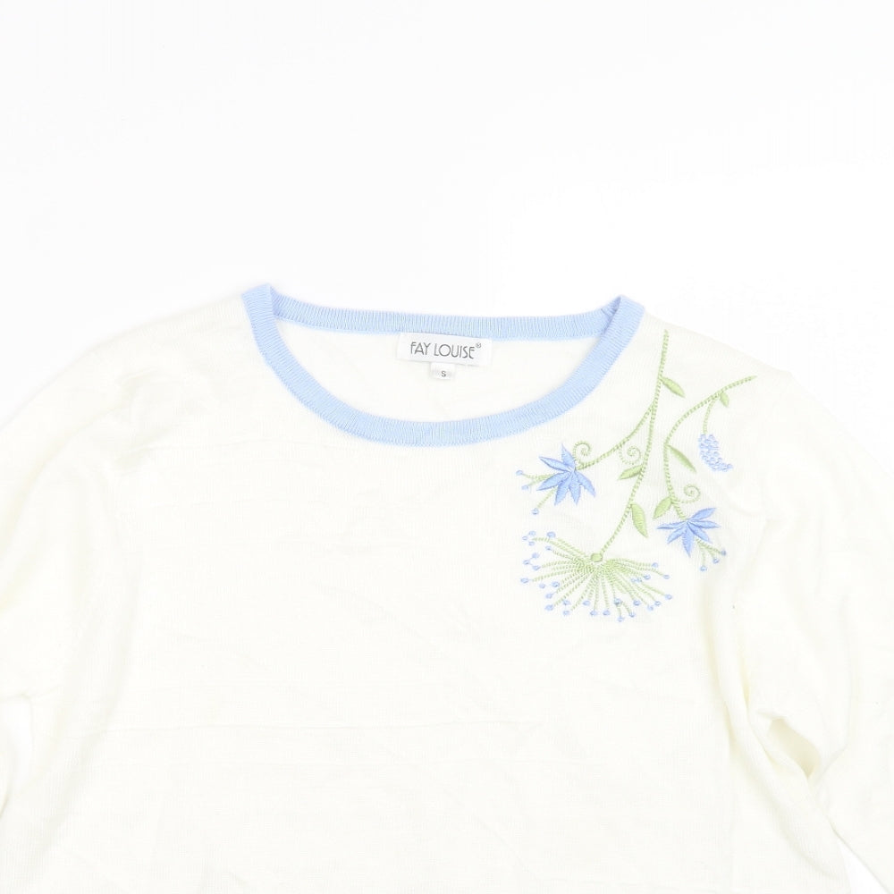 Fay Louise Womens White  Knit Pullover Jumper Size S